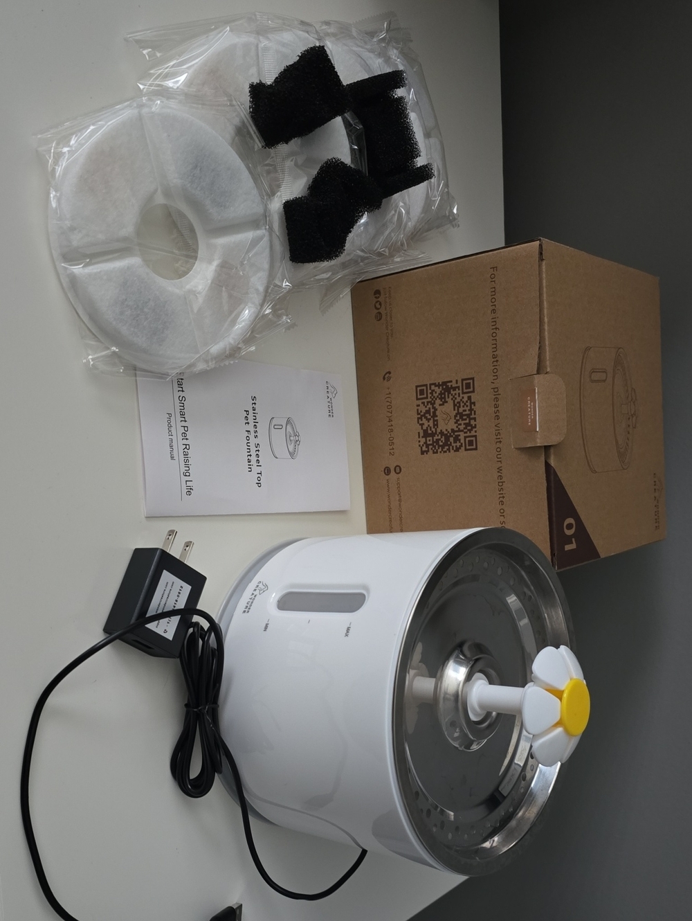 White Smart Pet Water Fountain - Compatible Replacement Filters